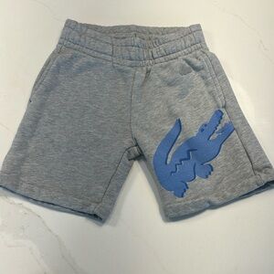 Gray Kids Shorts with Blue Crocodile Design